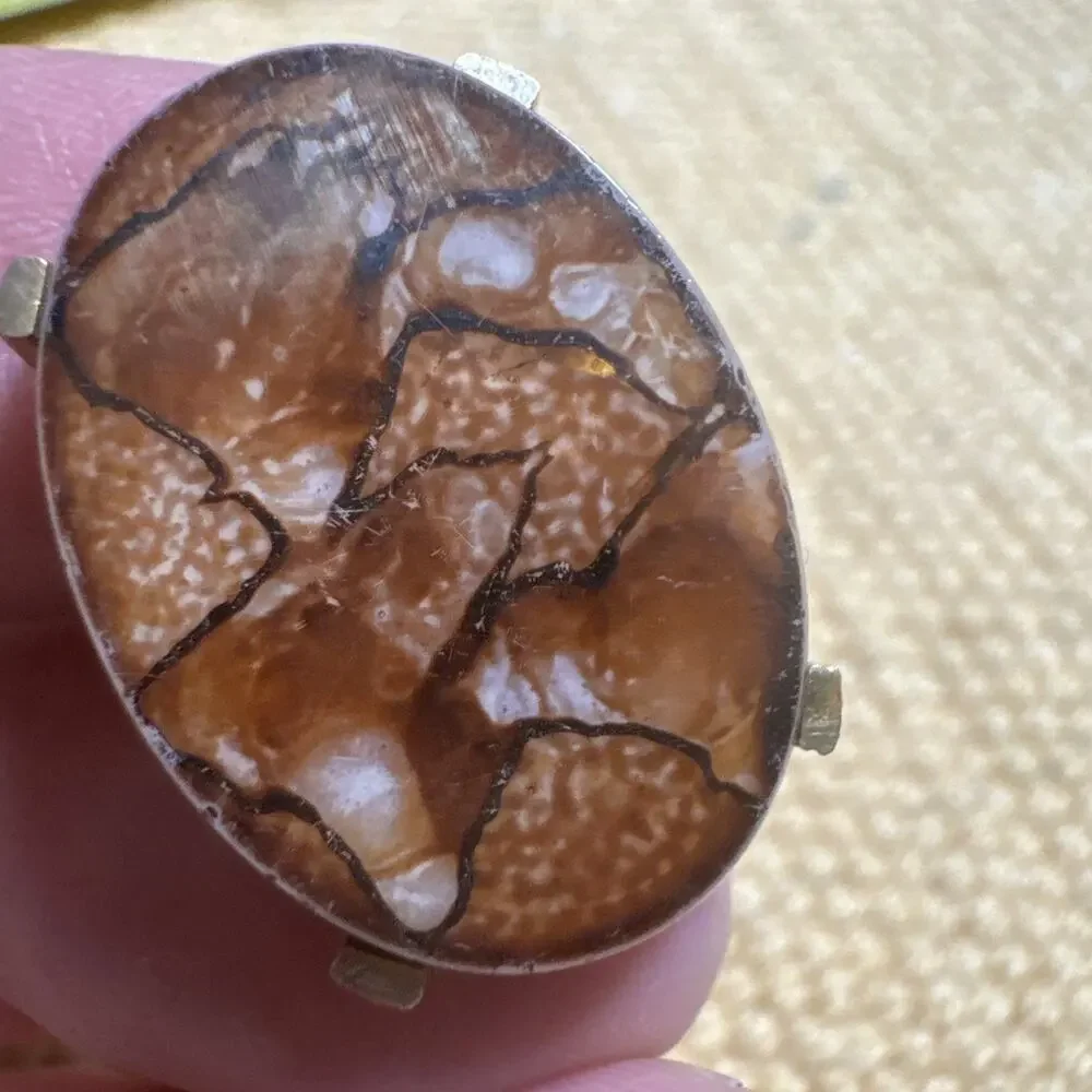 Vtg Dante Gold Tone Oval Confetti Lucite Cufflinks Mens Jewelry